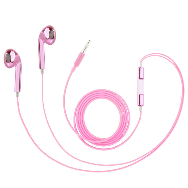 3.5mm Stereo Electroplating Wire Control Headphones for Android Phones / PC / MP3 Player / Laptops (Pink)