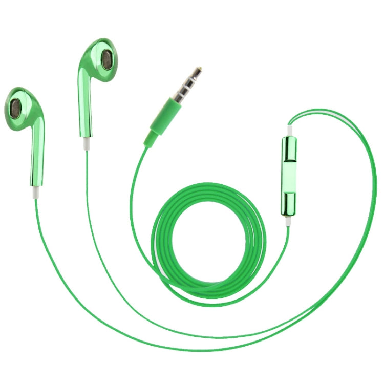 3.5mm Stereo Electroplating Wire Control Headphones for Android Phones / PC / MP3 Player / Laptops (Green)