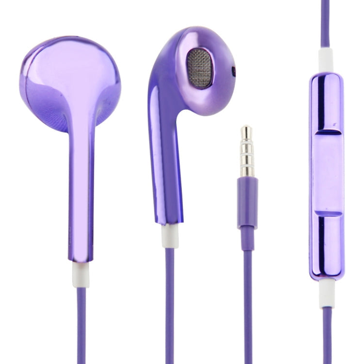 3.5mm Stereo Electroplating Wire Control Headphones for Android Phones / PC / MP3 Player / Laptops (Purple)
