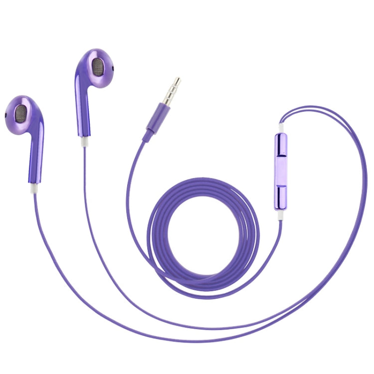 3.5mm Stereo Electroplating Wire Control Headphones for Android Phones / PC / MP3 Player / Laptops (Purple)