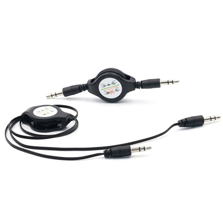 Câble audio auxiliaire rétractable de 3,5 mm compatible avec les téléphones, les tablettes, les écouteurs, le lecteur MP3, la voiture, la chaîne stéréo et plus encore Longueur : 11 cm à 80 cm (noir)