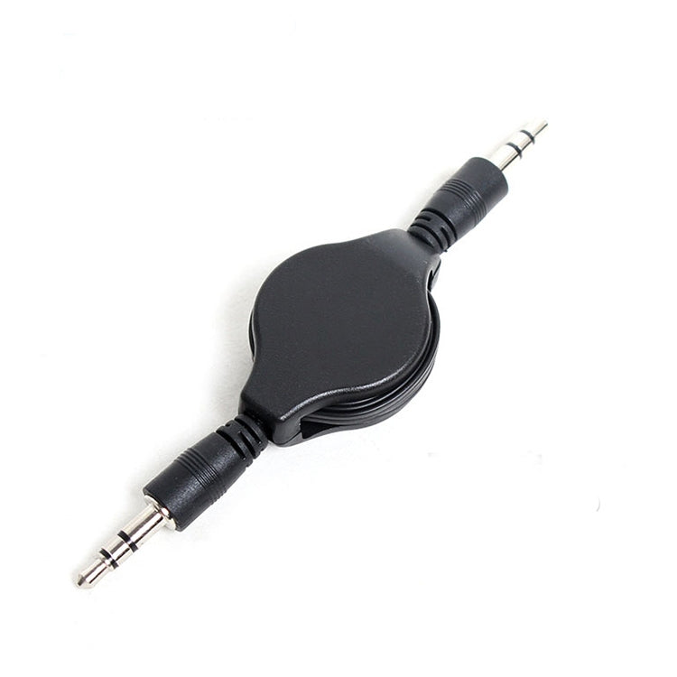 Cable de Audio Aux retráctil de 3.5 mm compatible con Teléfonos tabletas Auriculares reproductor de mp3 Stereo de autoMóvil / hogar y más longitud: 11 cm a 80 cm (Negro)