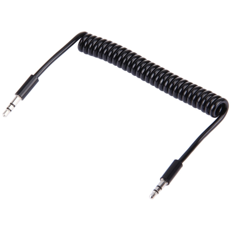 Câble auxiliaire spiralé à ressort de 3,5 mm compatible avec les téléphones, les tablettes, les écouteurs, le lecteur MP3, la voiture, la chaîne stéréo et plus encore Longueur : 15 cm - 170 cm (noir)