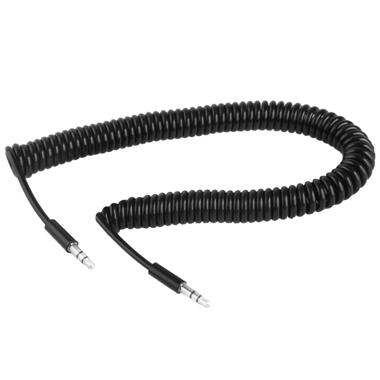 Spring Coiled 3.5mm Aux Cable Compatible with Phones Tablets Headphones Mp3 Player Car/Home Stereo and More Length: 45cm to 200cm (Black)