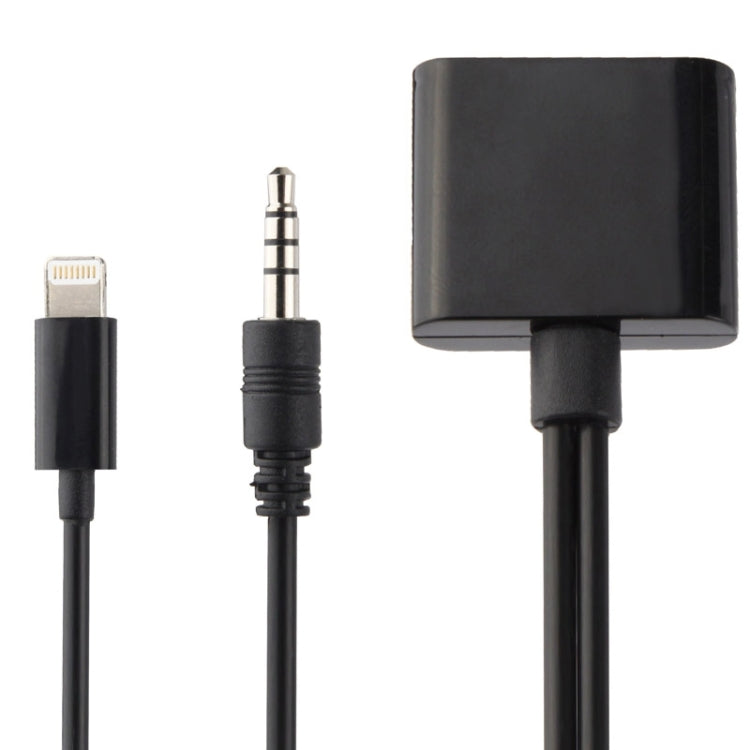 Convertisseur de câble audio 2 en 1 30 broches femelle vers 8 broches + 3,5 mm non compatible avec iOS 10.3.1 ou supérieur (noir)