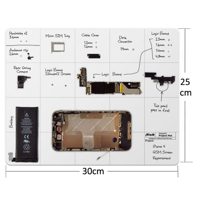 Tapis de projet magnétique pour outils de réparation iPhone/Samsung Taille : 30 cm x 25 cm