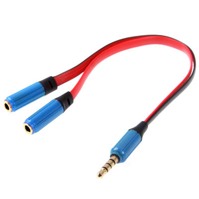 Câble audio auxiliaire Doodle mâle vers 2 connecteurs femelles compatibles avec les téléphones, les tablettes, les écouteurs, le lecteur MP3, la voiture, la chaîne stéréo et plus encore (Bleu)