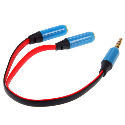 Cable de Audio Aux Aux de fideos Male a 2 x Conector divisor Hembra compatible con Teléfonos tabletas Auriculares reproductor de mp3 autoMóvil / Stereo en el hogar y más (Azul)