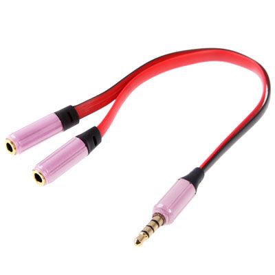 Câble audio auxiliaire Doodle mâle vers 2 connecteurs femelles compatibles avec les téléphones, tablettes, écouteurs, lecteur MP3, stéréo de voiture et plus encore (rose)