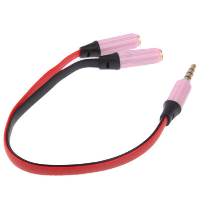 Cable de Audio Aux Aux de fideos Male a 2 x Conector divisor Hembra compatible con Teléfonos tabletas Auriculares reproductor de mp3 autoMóvil / Stereo en el hogar y más (Rosa)