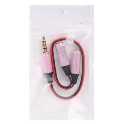 Cable de Audio Aux Aux de fideos Male a 2 x Conector divisor Hembra compatible con Teléfonos tabletas Auriculares reproductor de mp3 autoMóvil / Stereo en el hogar y más (Rosa)