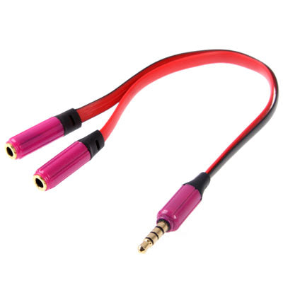 Noodle Aux Aux Audio Cable Male to 2 x Female Splitter Connector Compatible with Phones Tablets Headphones Mp3 Player Car/Home Stereo and More (Magenta)