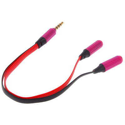 Cable de Audio Aux Aux de fideos Male a 2 x Conector divisor Hembra compatible con Teléfonos tabletas Auriculares reproductor de mp3 autoMóvil / Stereo en el hogar y más (magenta)