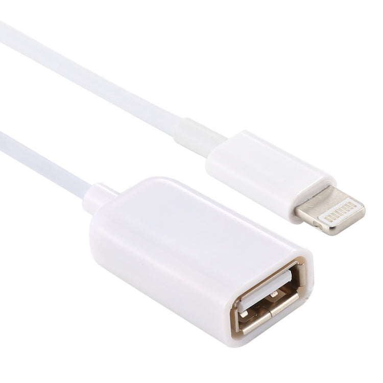 USB Female to 8pin OTG Adapter Cable for iPad Air / iPad Mini / Mini 2 retina Support IOS 10.2 and below Length: 18cm (White)