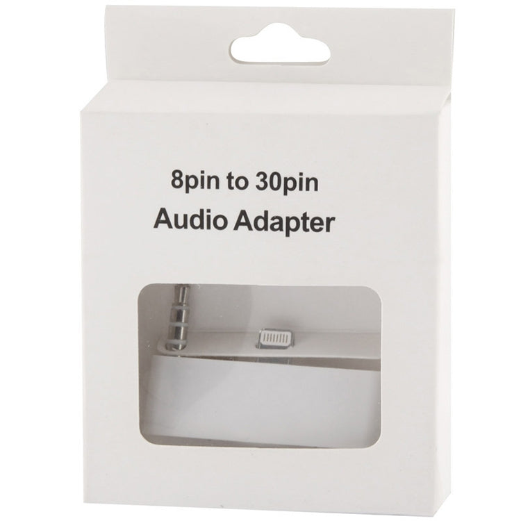 Adaptateur audio 30 broches vers 8 broches avec prise jack 3,5 mm pour iPhone 5 et 5c et 5s (Blanc)