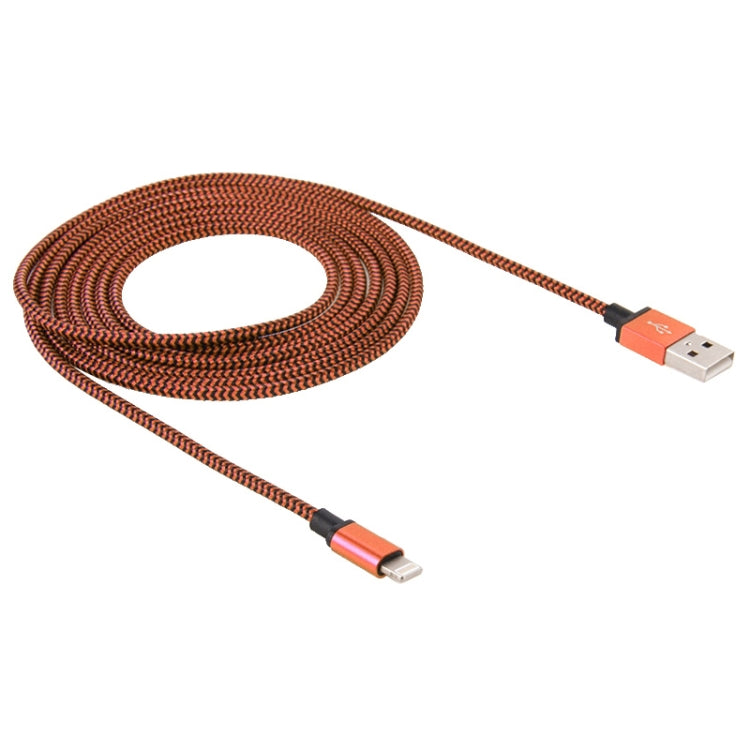 2a estilo tejido USB a 8 PIN Sincronización de Datos / Cable de Carga longitud del Cable: 1m (naranja)