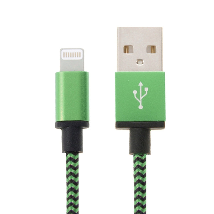 2A Woven Style USB to 8 PIN SYNC Data / Charging Cable Cable Length: 1m (Green)