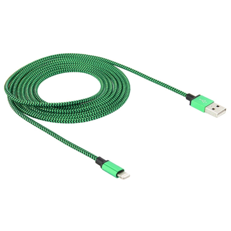 2A Style tissé USB vers 8 broches SYNC données/câble de charge Longueur du câble : 1 m (vert)