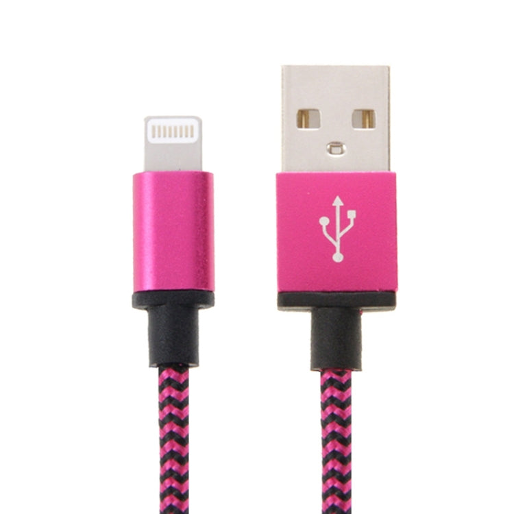 2a Estilo tejido USB a 8 PIN Sincronización de Datos / Cable de Carga Longitud del Cable: 1M (Púrpura)