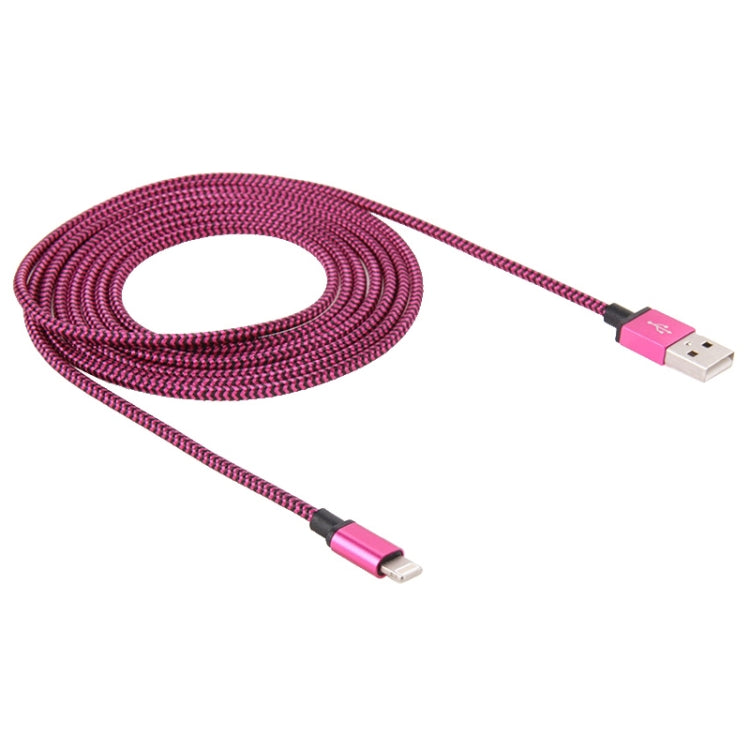 2a Estilo tejido USB a 8 PIN Sincronización de Datos / Cable de Carga Longitud del Cable: 1M (Púrpura)