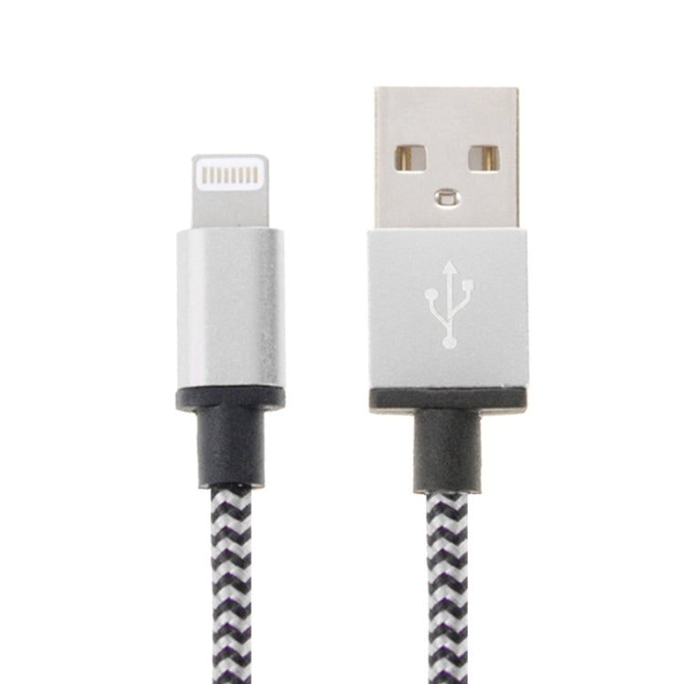 2A Style tissé USB vers 8 broches SYNC données/câble de charge Longueur du câble : 1 m (argent)