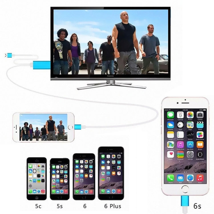 Cable Adaptador de 8 Pines a HDMI HDTV con Cable Cargador USB para iPhone 6 y 6s / iPhone 6 Plus y 6s Plus / iPhone 5 y 5S / iPad Mini / iPad Air (Negro)