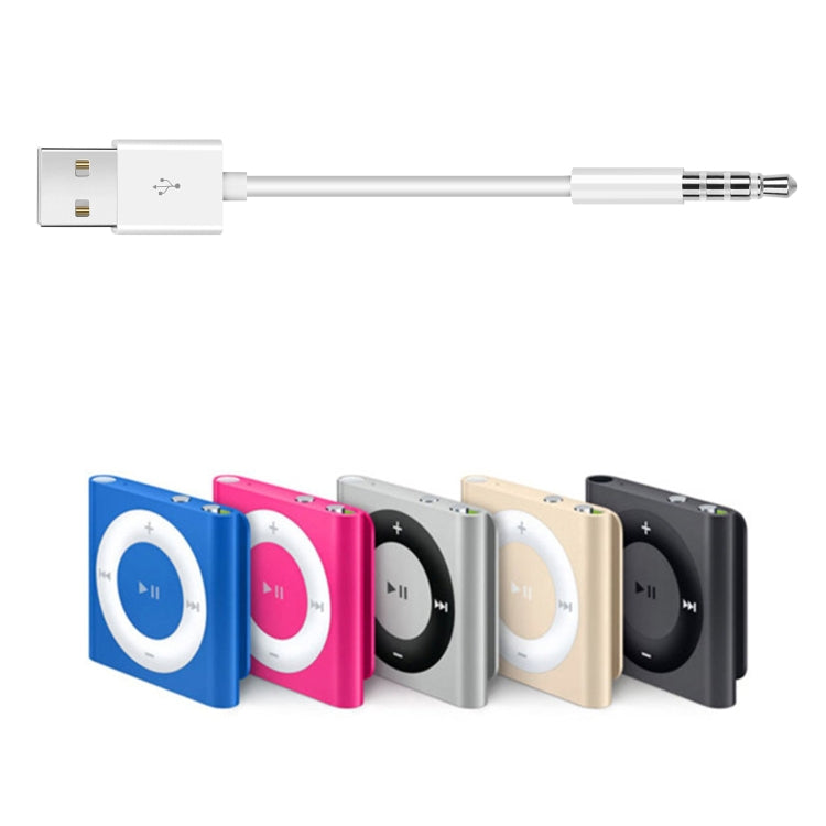 Short 3.5mm Plug to USB Charging Cable for iPod Shuffle Length: 10cm (White)