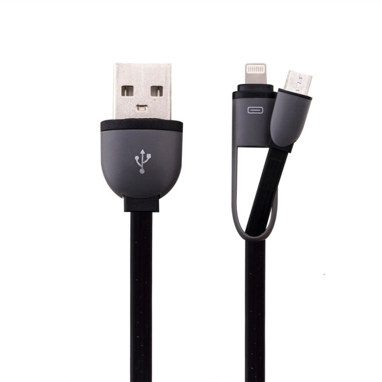 Cable de Datos / Cargador de 1 m 2 en 1 de 8 Pines y Micro USB a USB Para iPhone iPad Samsung HTC LG Sony Huawei Lenovo Xiaomi y otros Teléfonos Inteligentes (Negro)