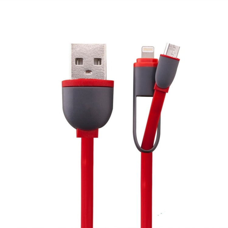 1m 2 in 1 8 Pin Micro USB to USB Data / Charger Cable for iPhone iPad Samsung HTC LG Sony Huawei Lenovo Xiaomi and other Smartphones (Red)
