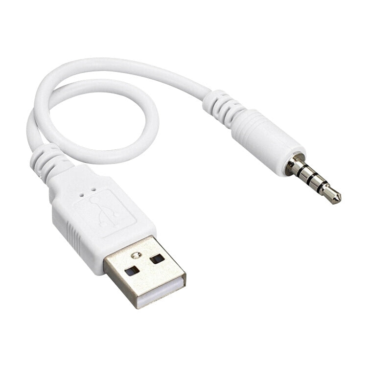 Câble USB A Jack 3,5 mm de synchronisation et de chargement des données pour iPod shuffle 1ère / 2ème / 3ème génération Longueur : 15,5 cm (Blanc)
