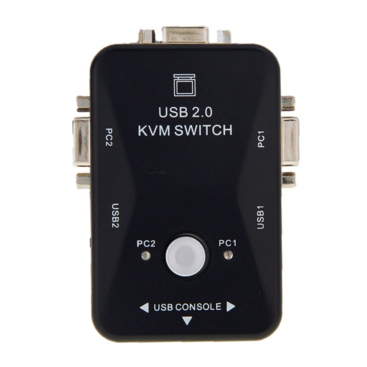 KVM-21UA Boîtier de commutation KVM USB à 2 ports avec bouton de commande pour moniteur de souris clavier PC (noir)