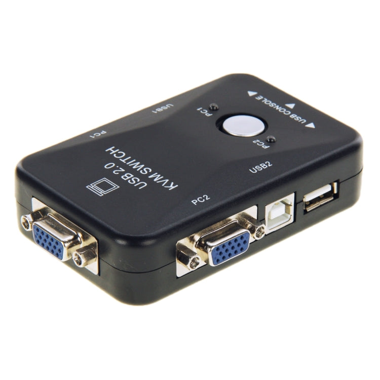 KVM-21UA Caja de conmutador KVM USB de 2 Puertos con Botón de Control Para monitor de ratón con Teclado de PC (Negro)