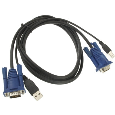 USB VGA SVGA (HDB) KVM Male Keyboard Laptop PC Monitor Cable For USB KVM Switch (For S-KVM-0104USB) Length: 1.5m