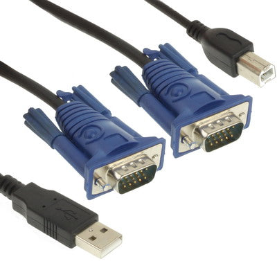 USB VGA SVGA (HDB) KVM Male Keyboard Laptop PC Monitor Cable For USB KVM Switch (For S-KVM-0104USB) Length: 1.5m