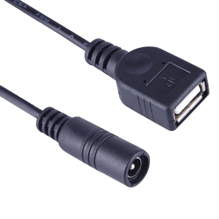 5.5x2.1mm DC Femelle vers USB AF DC Câble de connecteur d'alimentation mâle pour adaptateur pour ordinateur portable Longueur: 15cm (Noir)