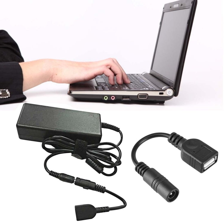 5.5x2.1mm DC Femelle vers USB AF DC Câble de connecteur d'alimentation mâle pour adaptateur pour ordinateur portable Longueur: 15cm (Noir)
