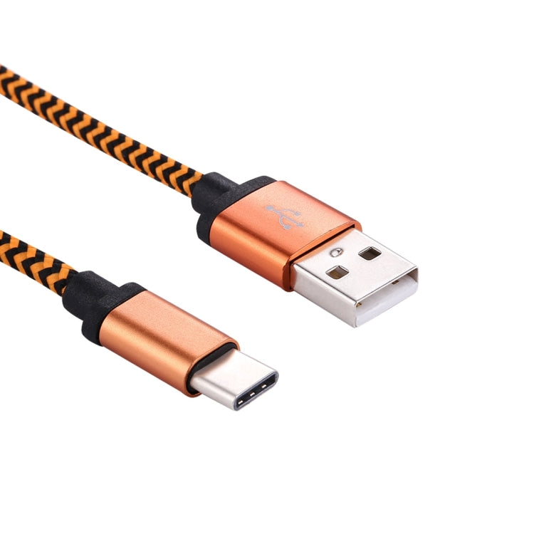 1M Weave Style USB-C / TYPE-C 3.1 vers USB 2.0 Câble de charge de synchronisation de données (Orange)