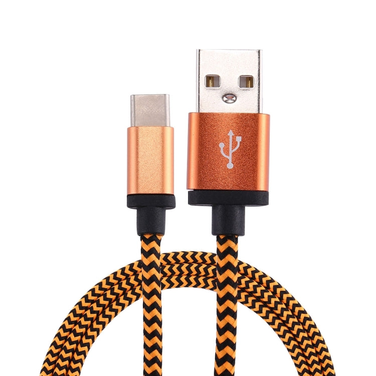 1M estilo tejido USB-C / TYPE-C 3.1 al Cable de Carga de Sincronización de Datos USB 2.0 (naranja)