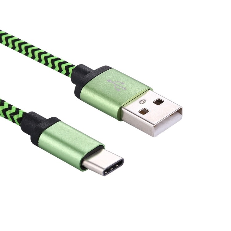 1M Weave Style USB-C / TYPE-C 3.1 to USB 2.0 Data Sync Charging Cable (Green)