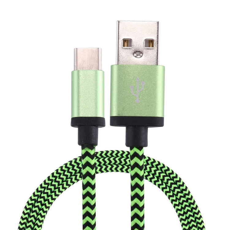 1M Weave Style USB-C / TYPE-C 3.1 to USB 2.0 Data Sync Charging Cable (Green)