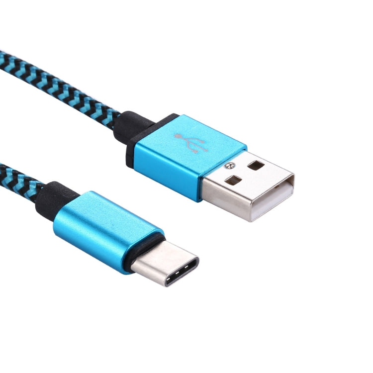 1M gewebtes USB-C / TYPE-C 3.1 auf USB 2.0 Datensynchronisierungs-Ladekabel (Blau)