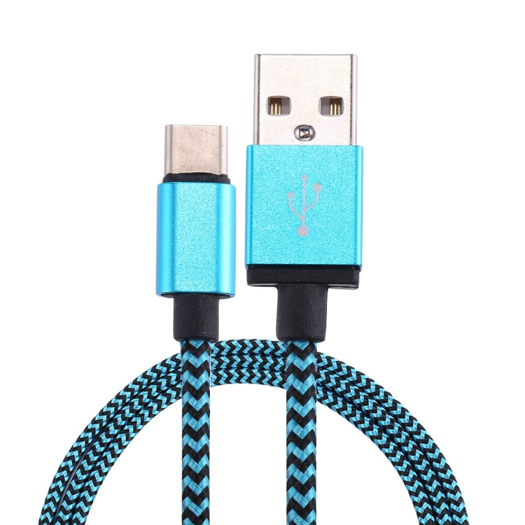 1M Woven Style USB-C / TYPE-C 3.1 to USB 2.0 Data Sync Charging Cable (Blue)