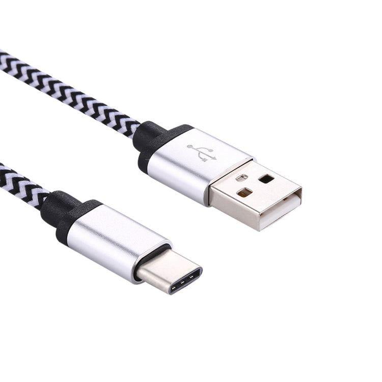 1M Weave Style USB-C / TYPE-C 3.1 to USB 2.0 Data Sync Charging Cable (Silver)