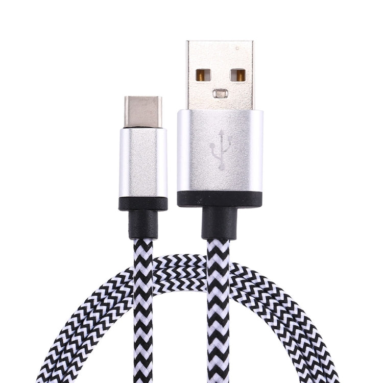 1M Weave Style USB-C / TYPE-C 3.1 to USB 2.0 Data Sync Charging Cable (Silver)
