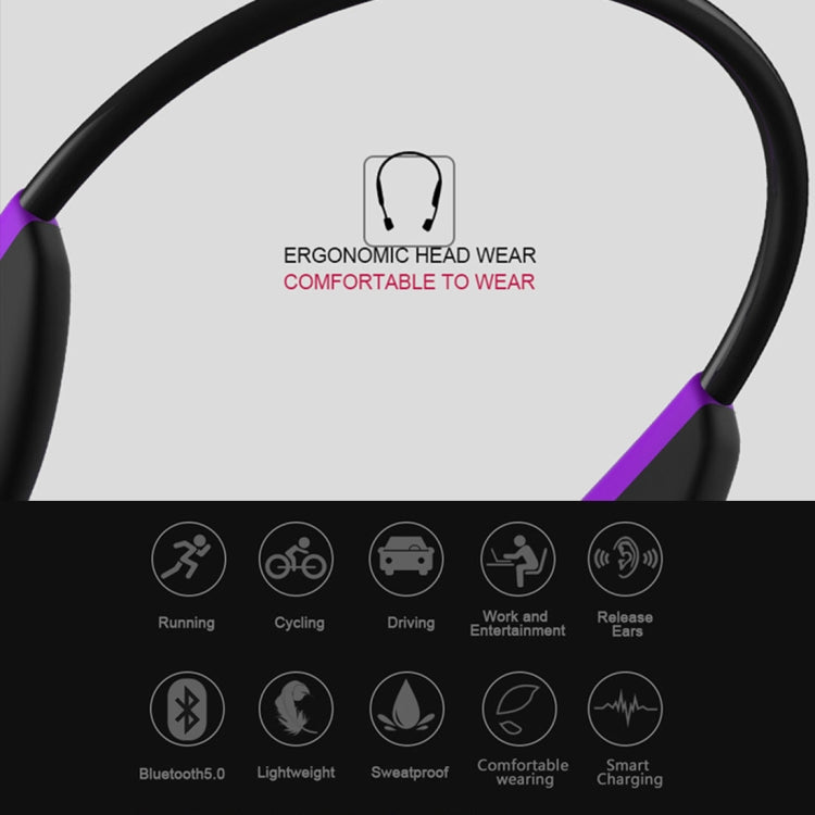 Z8 Bone Conduction Bluetooth V5.0 Over-Ear Sports Stereo Headphones for iPhone Samsung Huawei Xiaomi HTC and other Smart Phones (Black)