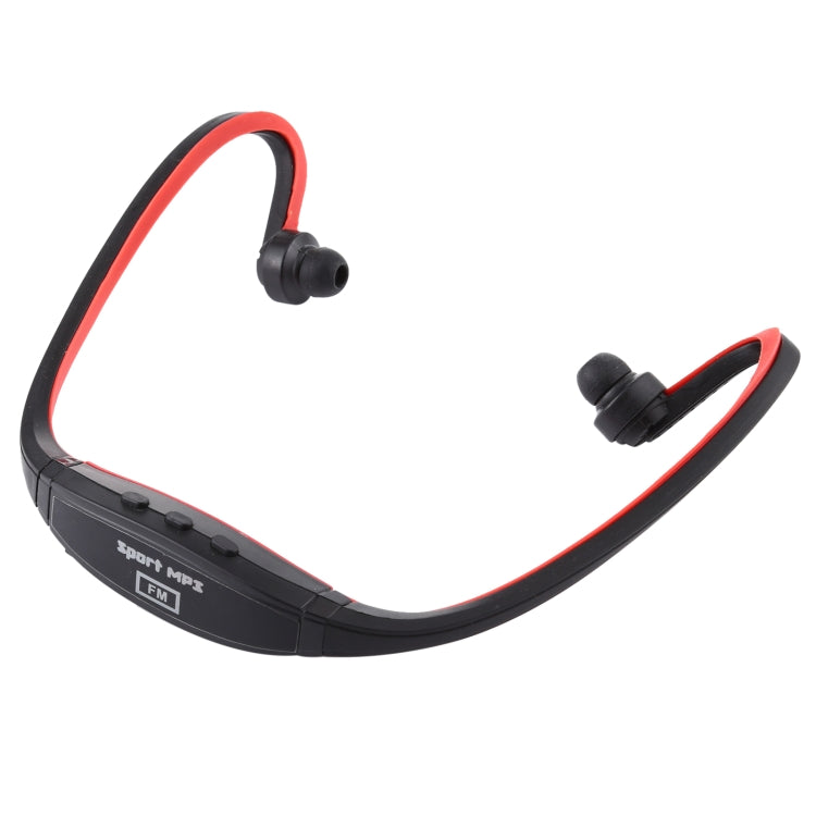 Écouteurs MP3 de sport de style tour de cou avec fente pour carte TF Format de musique : MP3/WMA/WAV (rouge)