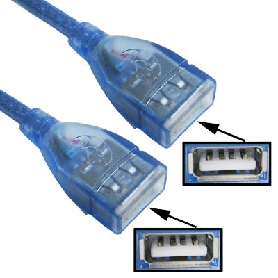 Câble USB 2.0 Type A Femelle vers Femelle AF/AF Longueur : 30 cm (Bleu)