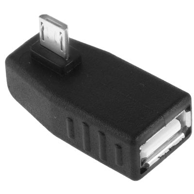 Adaptateur AF micro USB mâle vers USB 2.0 avec fonction OTG de prise en charge d'angle de 90 degrés (noir)