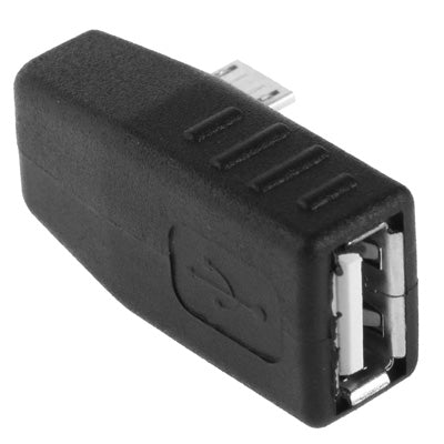 Adaptador Micro USB Macho a USB 2.0 AF con ángulo de 90 grados compatible con función OTG (Negro)