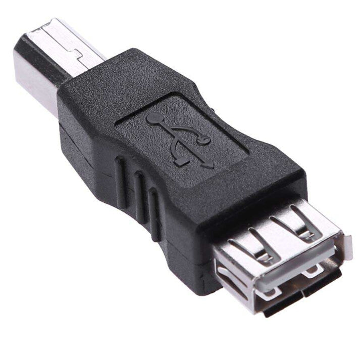 USB 2.0 A Female to B Male Adapter Connector AF to BM Converter For Printer (Black)